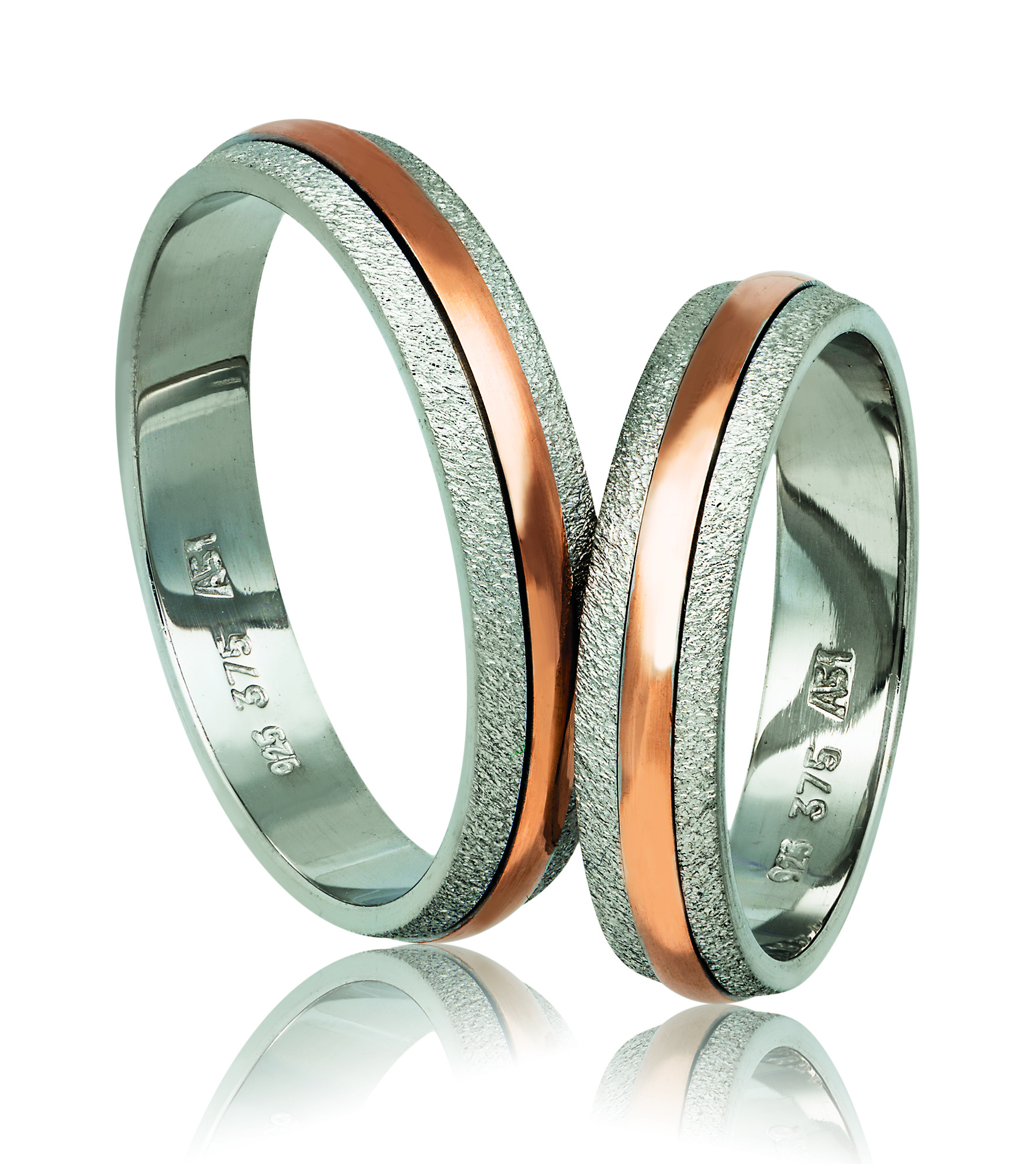 Βέρες γάμου απο λευκόχρυσο & ροζ χρυσό, 4.3mm (code A81r)